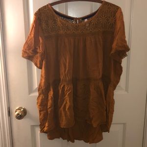 xhilartion tiered deep yellow blouse XXL